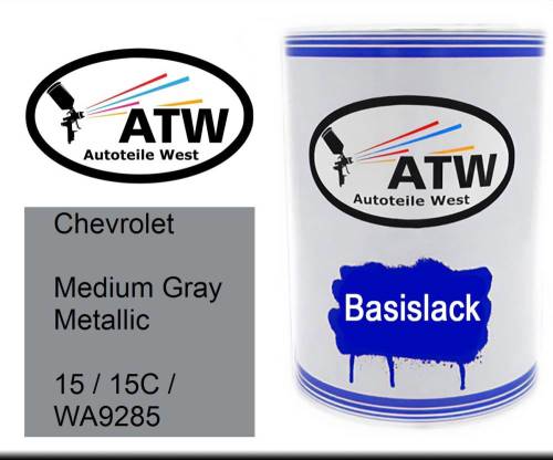 Chevrolet, Medium Gray Metallic, 15 / 15C / WA9285: 500ml Lackdose, von ATW Autoteile West.